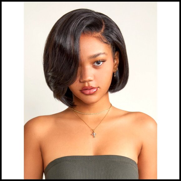 Glueless Lace Front Bob Wig Human Hair Pre-Styled Short Straight Ready To Wear main image 6